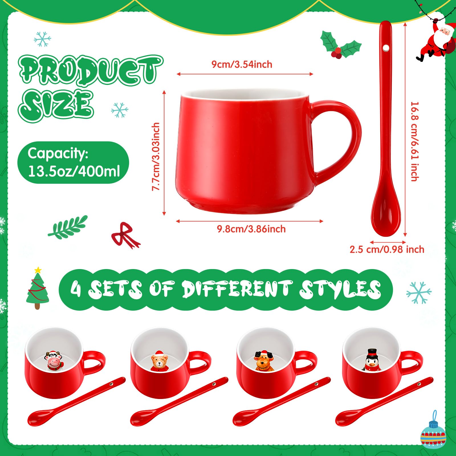Uiifan tazas navidad 3D con ciervo: añade ambiente festivo y calidez