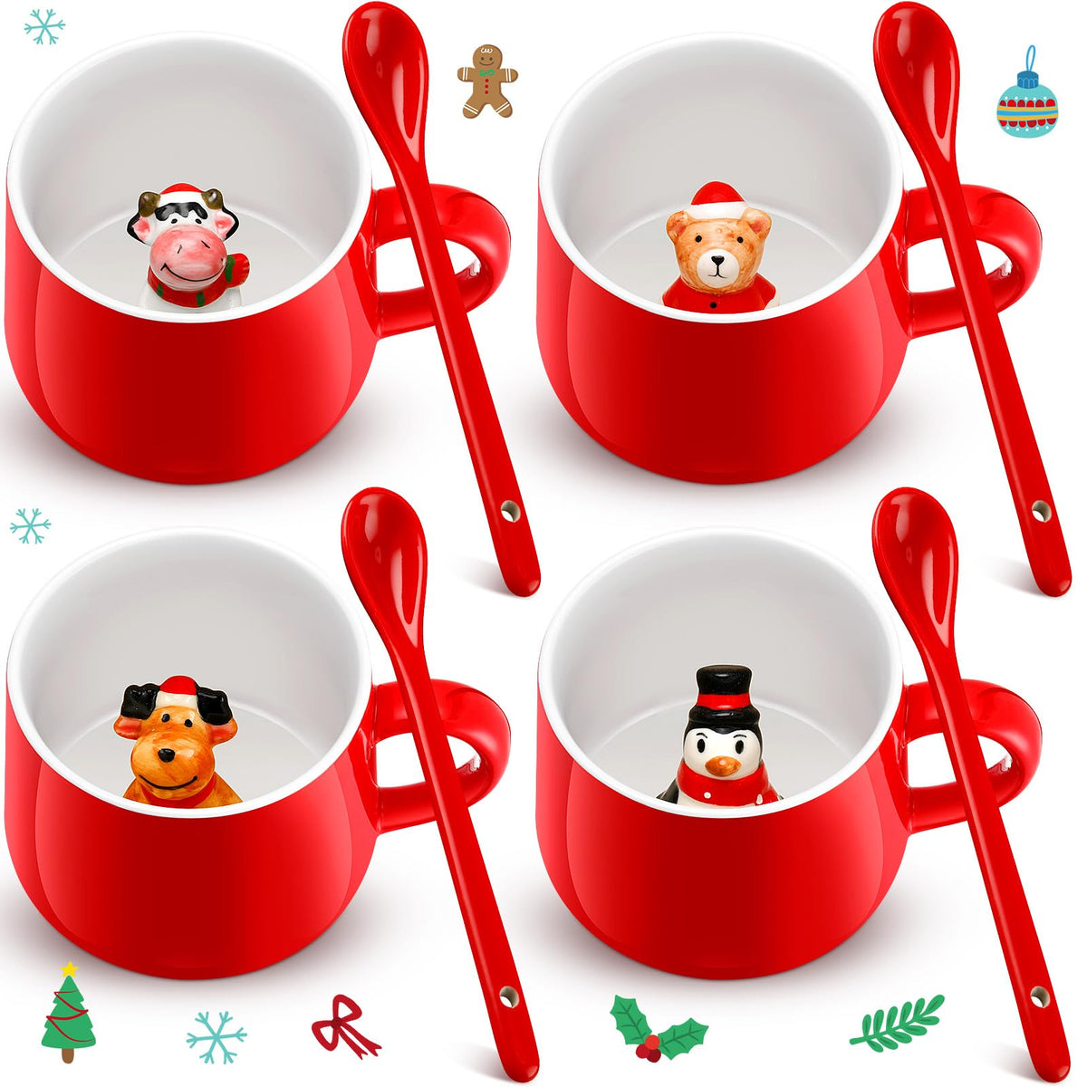 Uiifan tazas navidad 3D con vaca: diseño tierno para café matutino