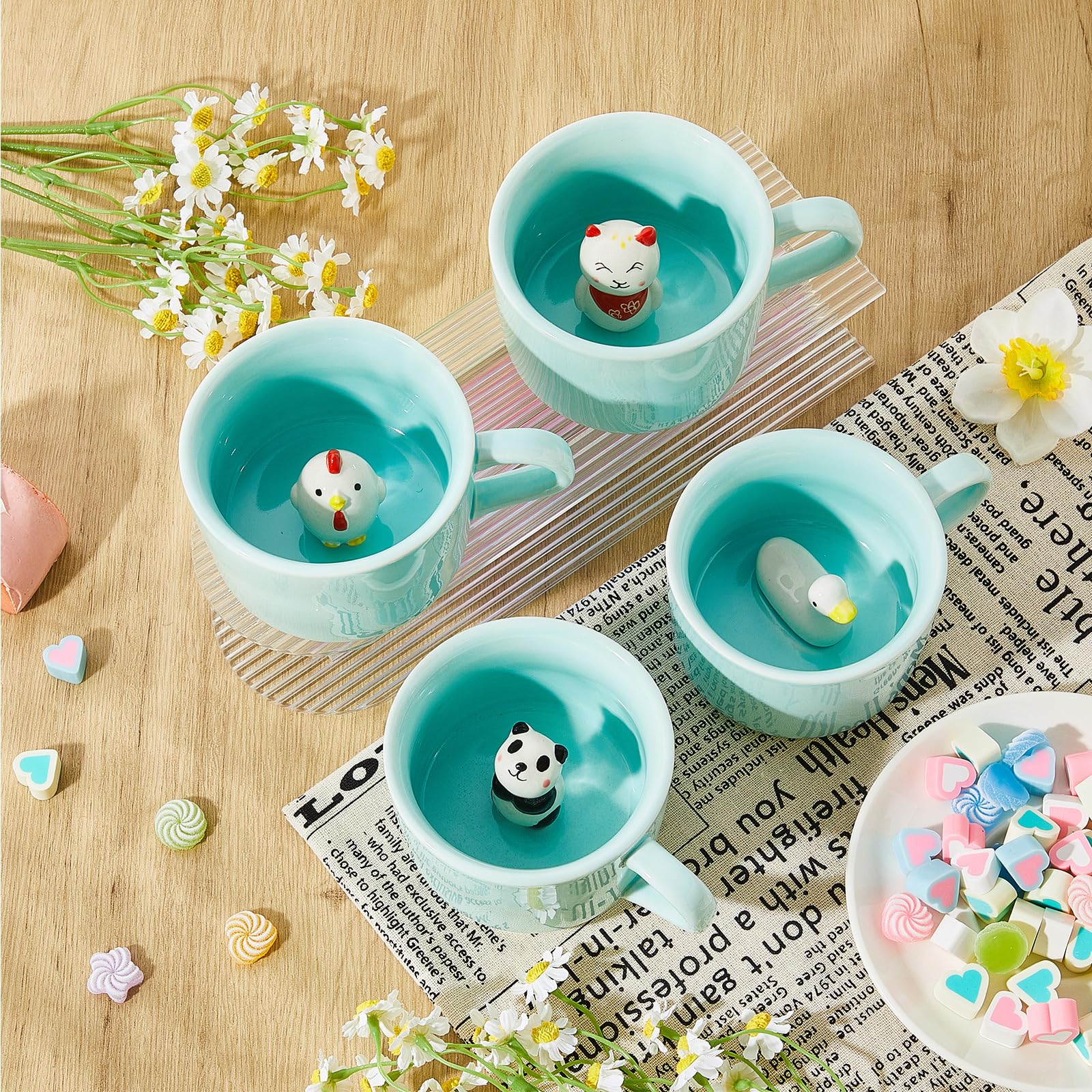 Taza Uiifan con panda 3D oculto, regalo único para amantes de la naturaleza.