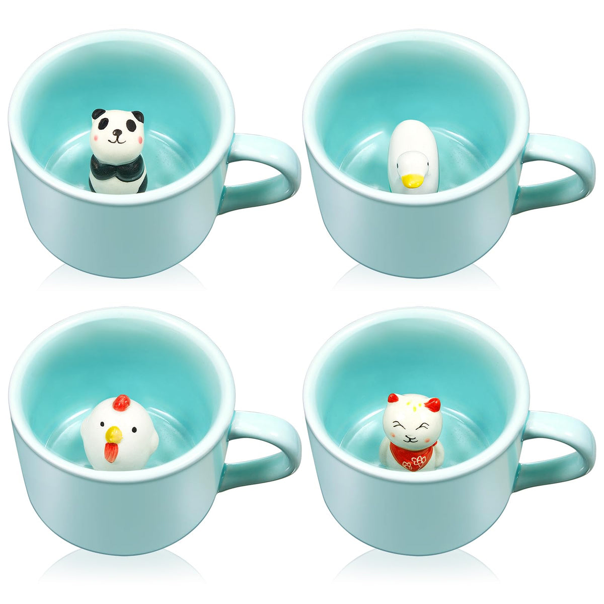 Taza Uiifan con pollito 3D oculto, ideal regalo para amantes de animales.