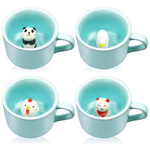 Taza Uiifan con pollito 3D oculto, ideal regalo para amantes de animales.