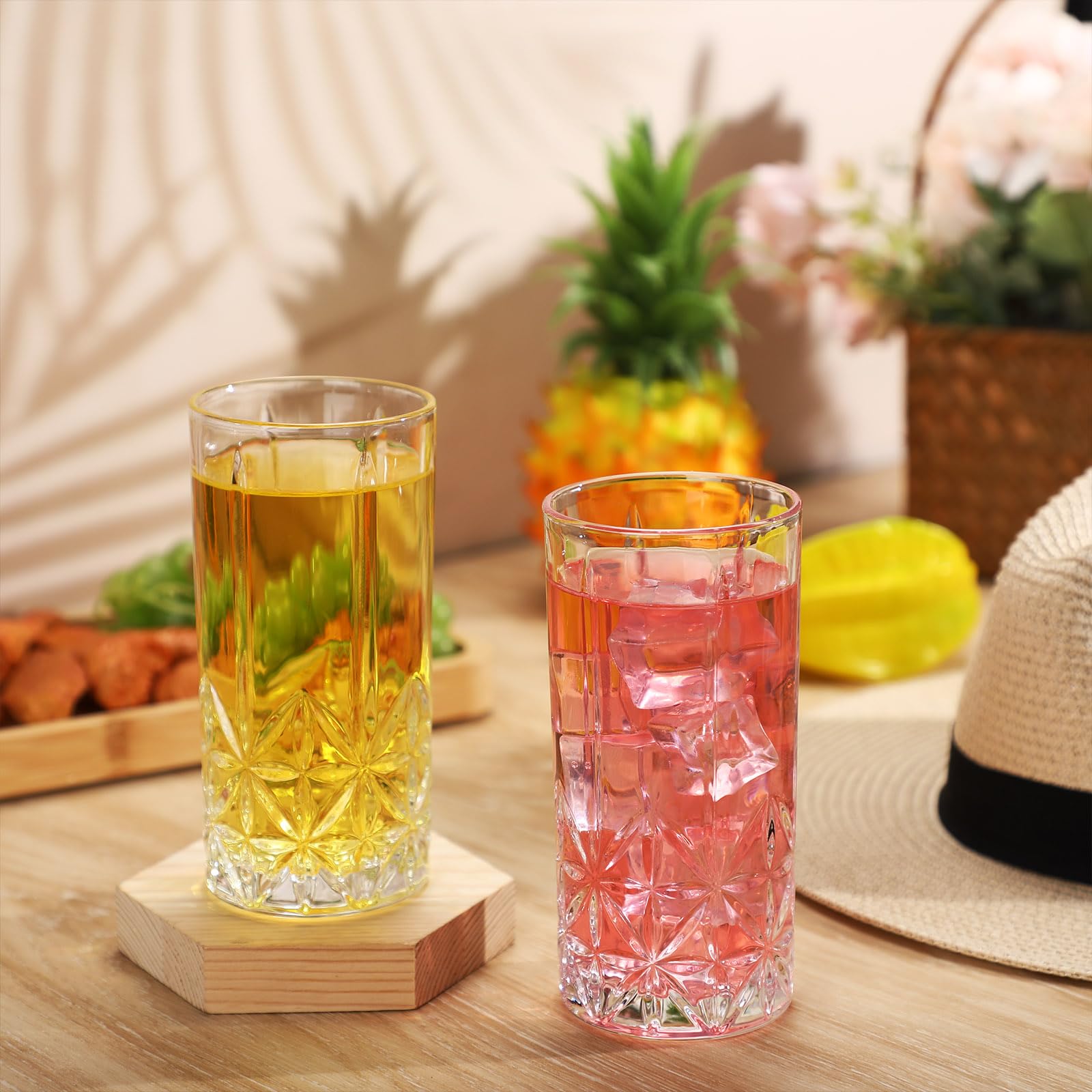 Uiifan vaso alto cristal con embossado elegante para un toque sofisticado.