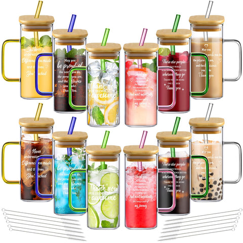 Vasos Uiifan de vidrio con tapa y pajilla para bebidas frías y cálidas.