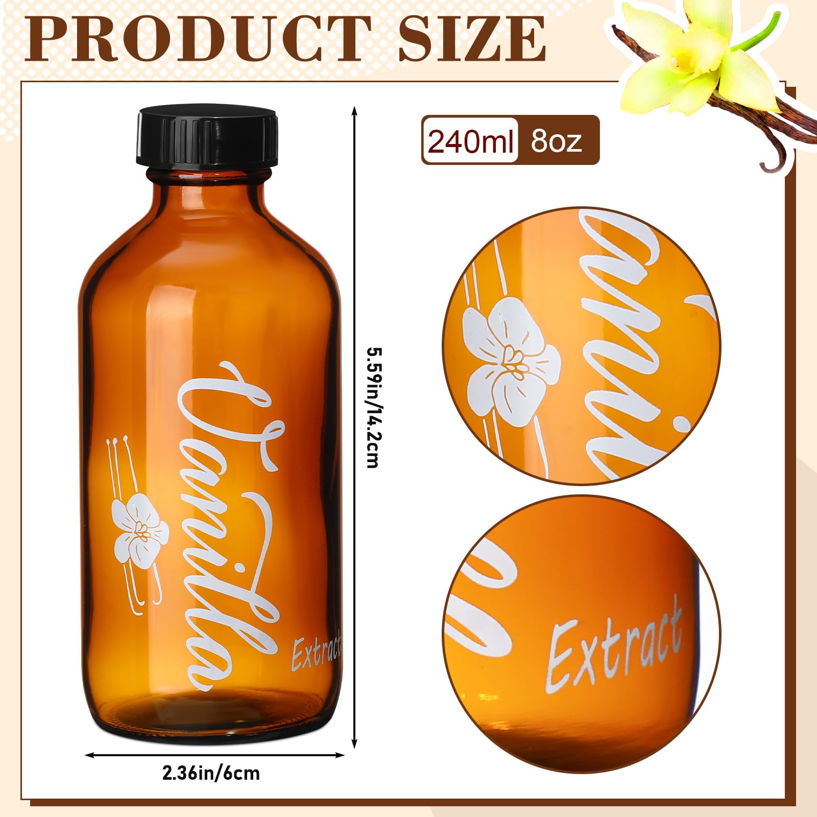 Uiifan vidrio ámbar 8 oz con tapa, protege extractos frente a la luz.