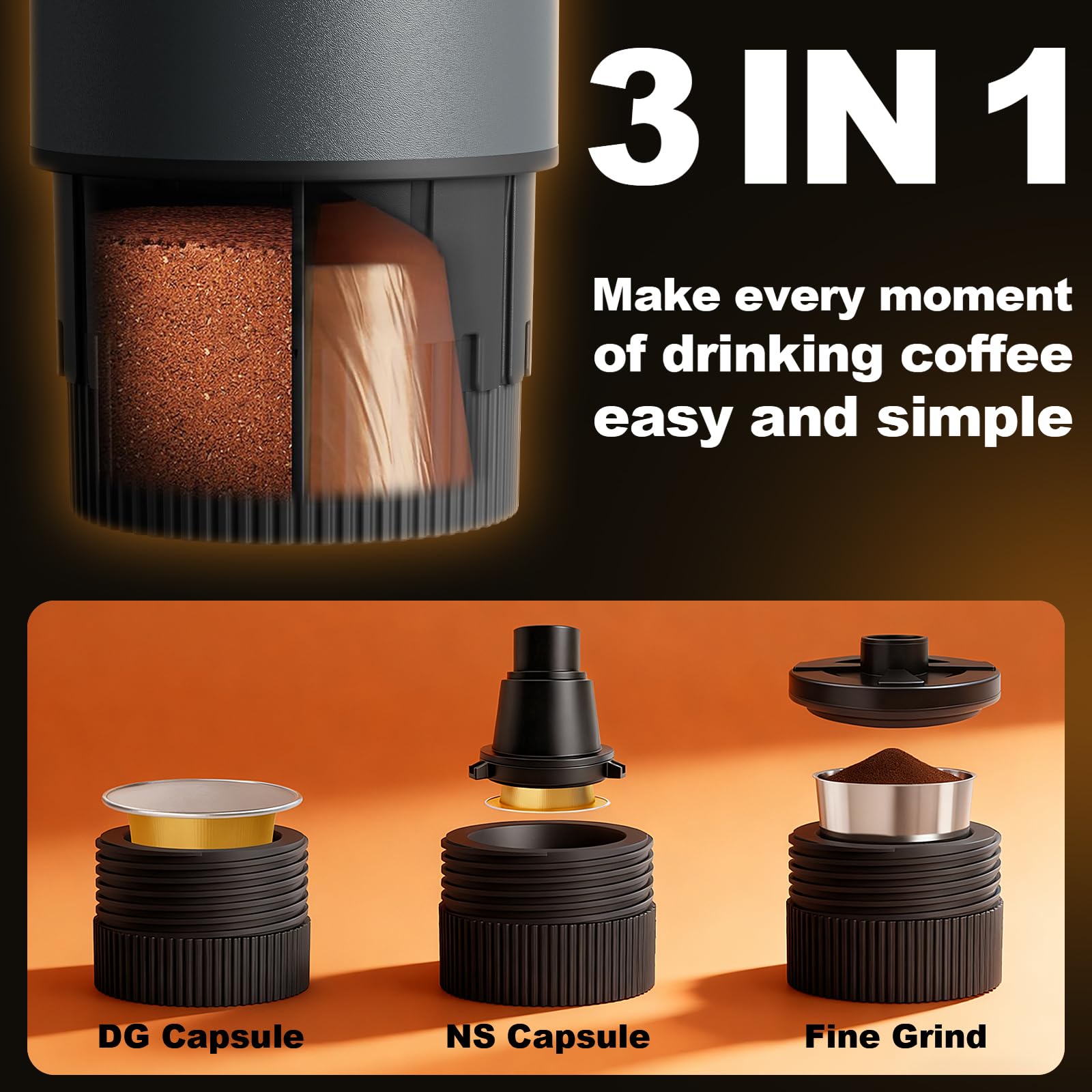 Uiifuidy cafetera portátil 20 bares con crema estable