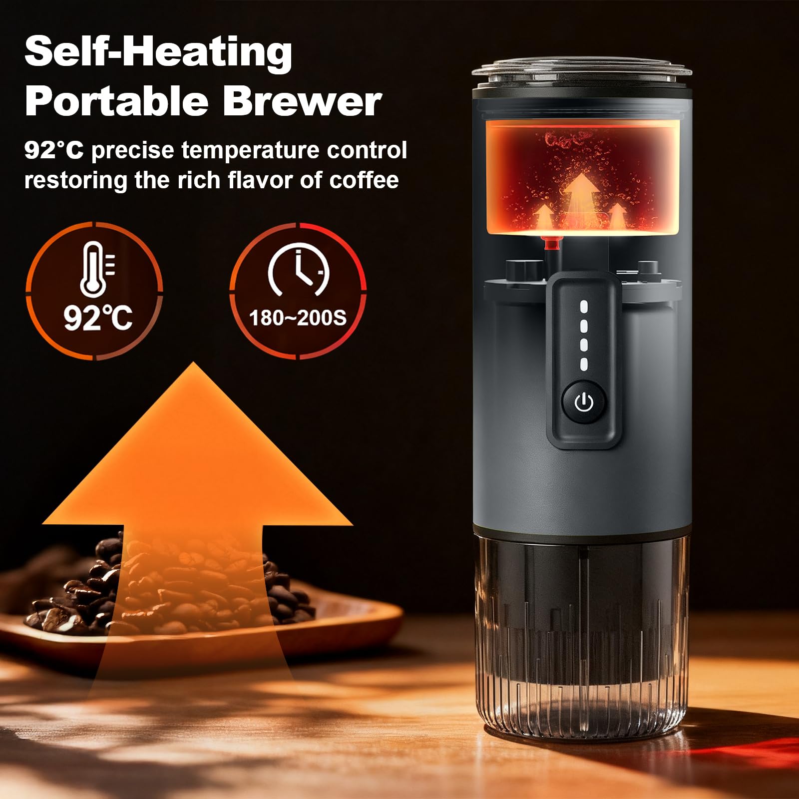 Uiifuidy cafetera portátil con calentamiento rápido para 92°C