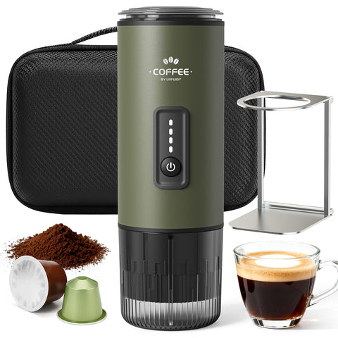 Uiifuidy espresso portatil con diseño compacto para viajes y uso diario.