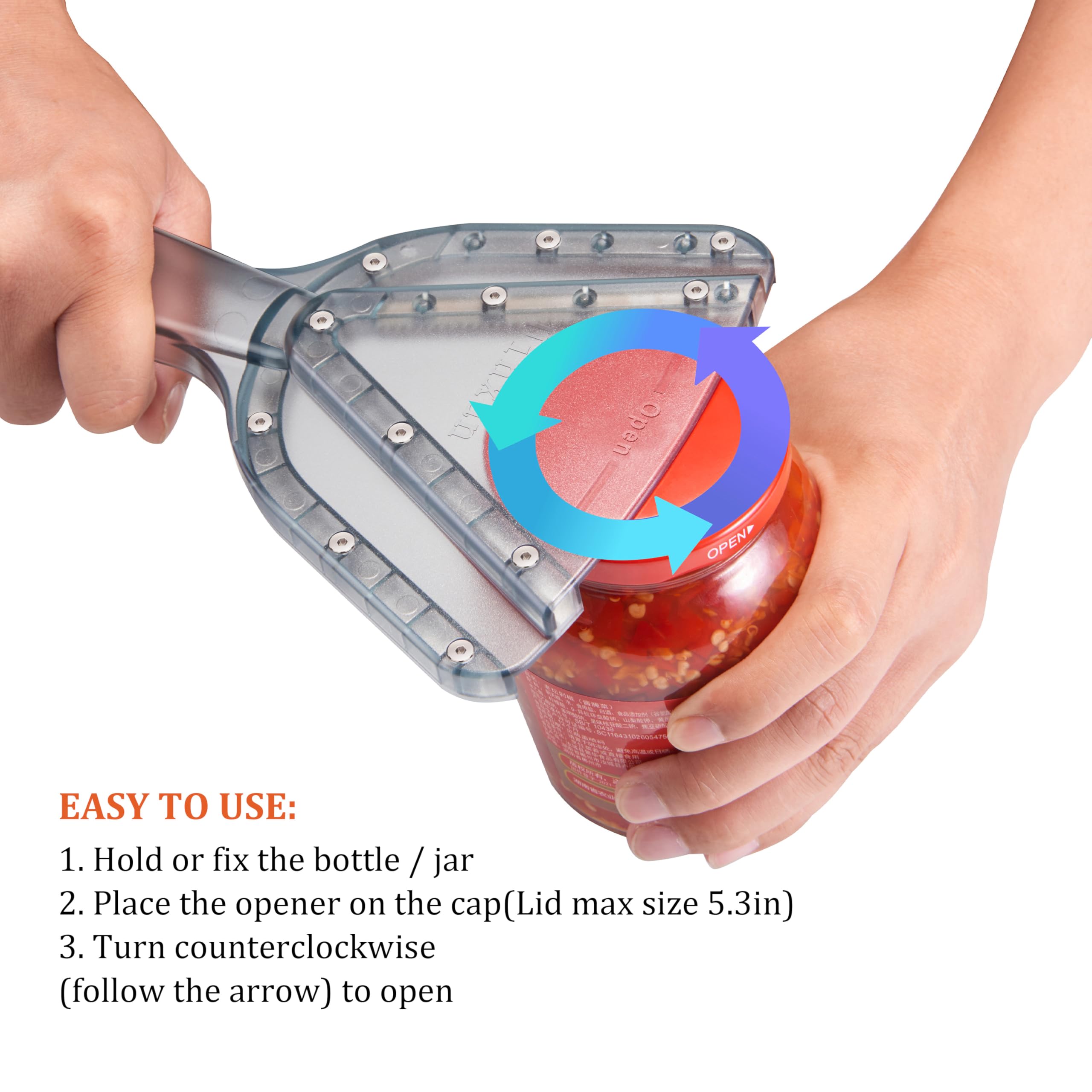 Diseño ergonómico de Uinxan facilita abrir tapas grandes.