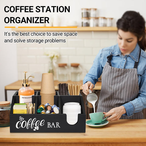 Uipame Organizador cafe rustico lateral, diseno estable y compacto