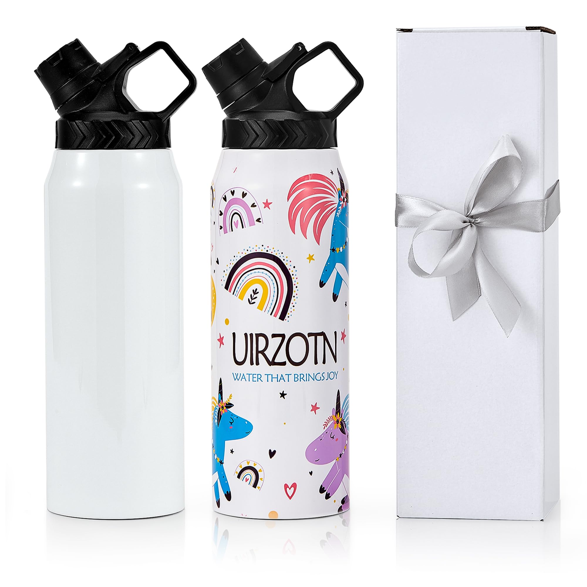 UIRZOTN dos botellas sublimación 32 oz frente, superficie lista para personalizar