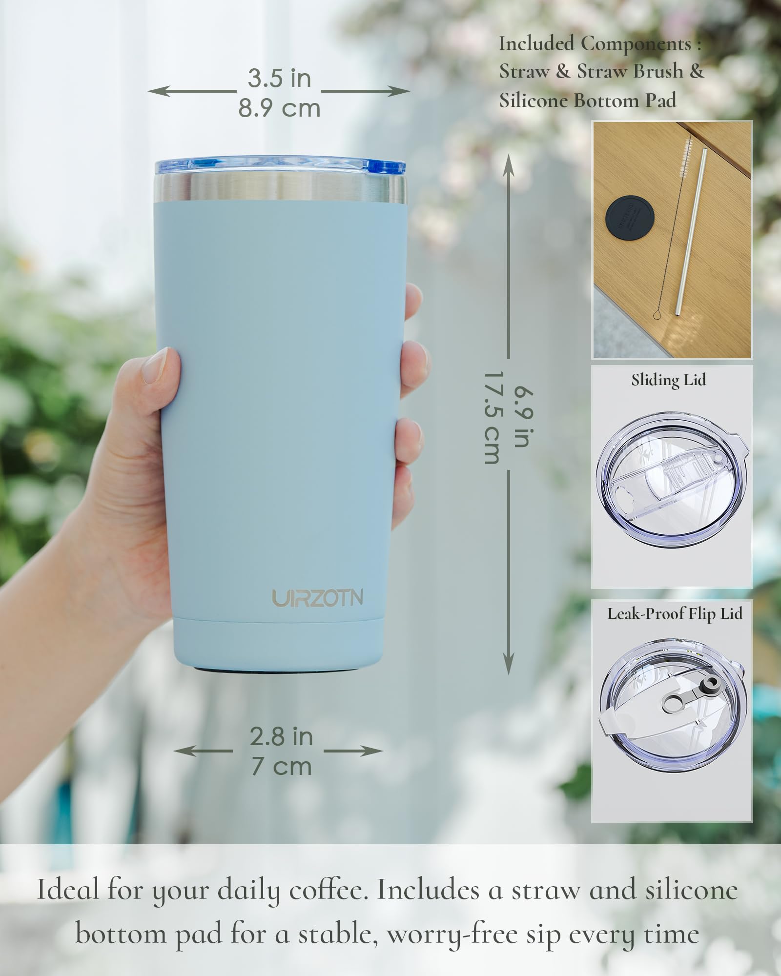 Tapa abatible de UIRZOTN, segura para beber café caliente en movimiento.