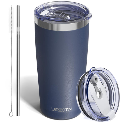 UIRZOTN vaso termo de viaje en azul texturizado, perfecto para café en movimiento.
