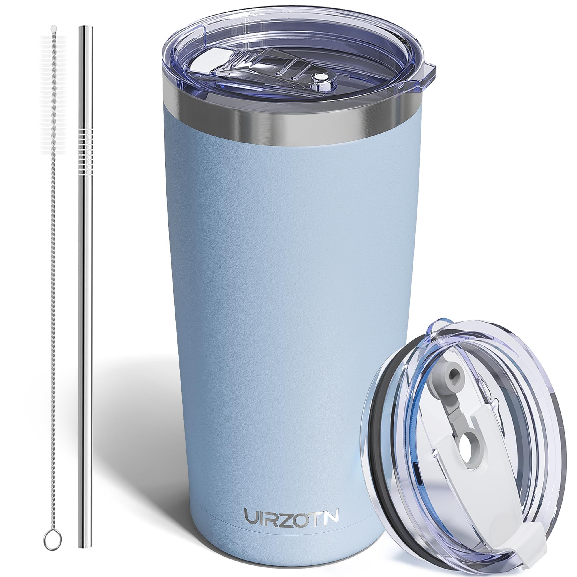 Tumbler UIRZOTN 20 onzas azul texturizado, cómodo de sostener para bebidas calientes o frías; ideal para diario.