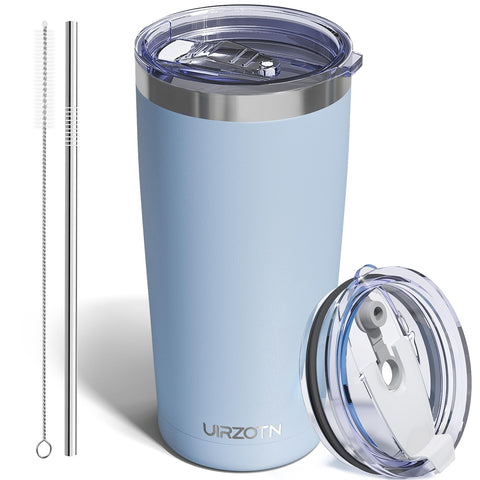 Tumbler UIRZOTN 20 onzas azul texturizado, cómodo de sostener para bebidas calientes o frías; ideal para diario.