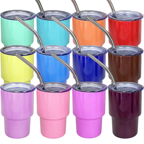 UIRZOTN vaso chupito mini 3oz con tapa y pajilla para fiestas fácil de transportar