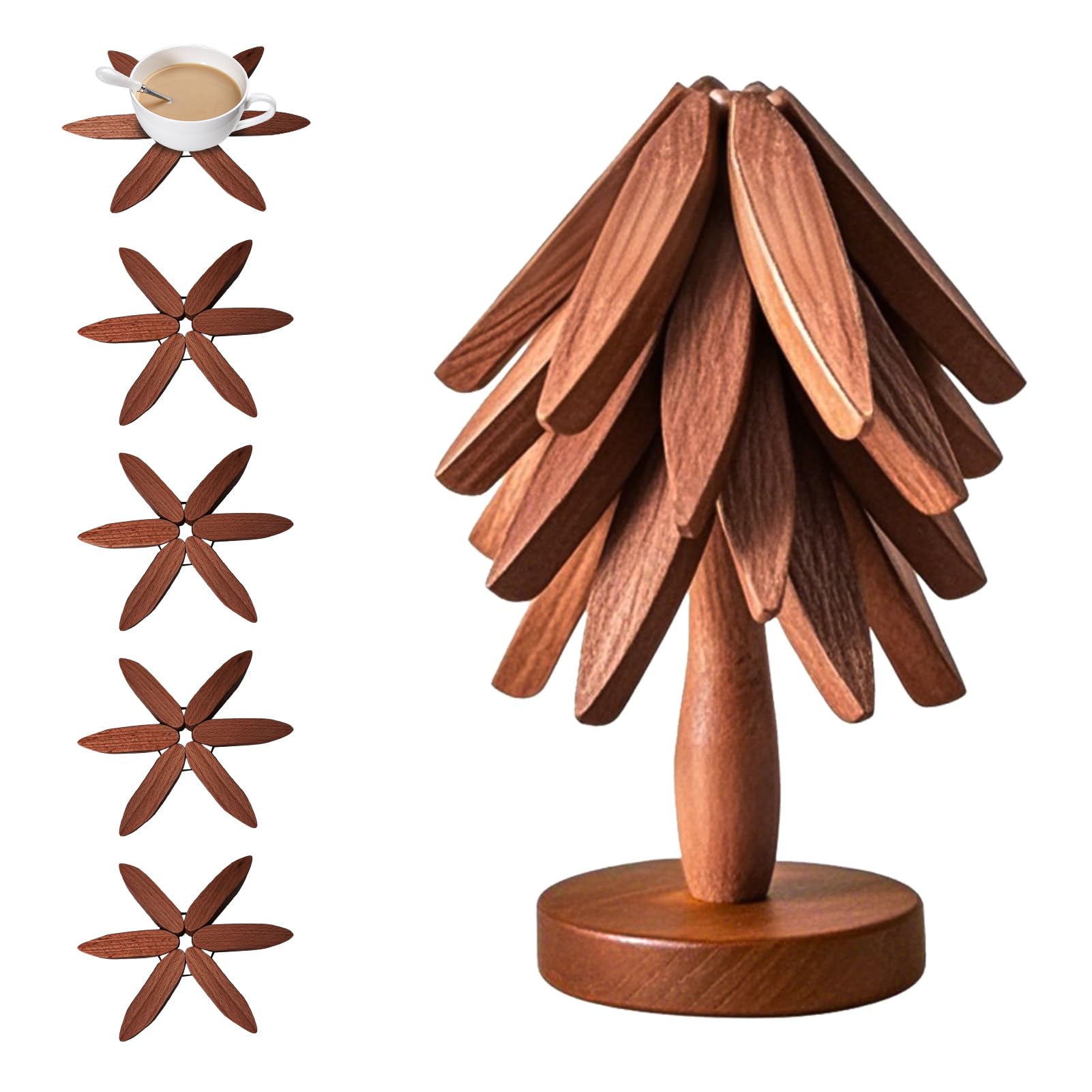 Uixplozk posavasos-arbol, conjunto de 4 con soporte protege encimeras.