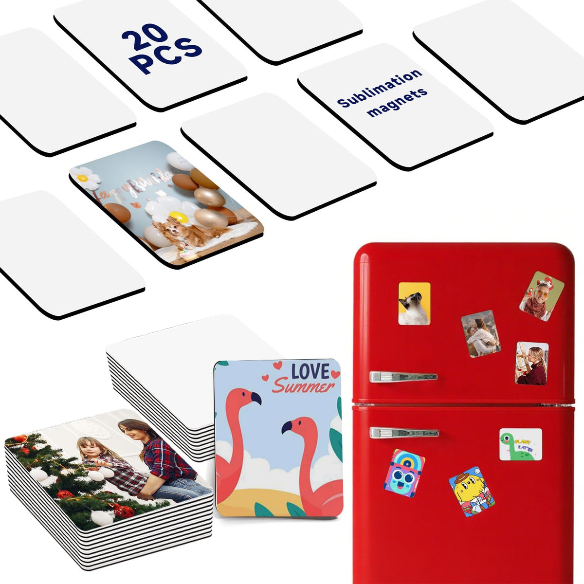 Imanes UJL sublimación cuadrados personalizados para decorar la nevera con impresiones duraderas.
