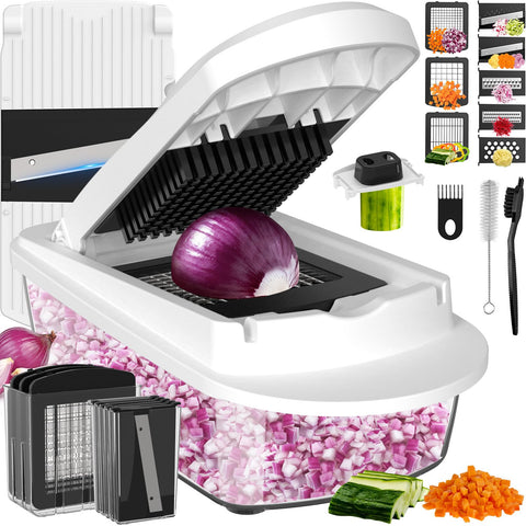 ukeetap cortador verdura 8 hojas con contenedor para preparación rápida de ensaladas