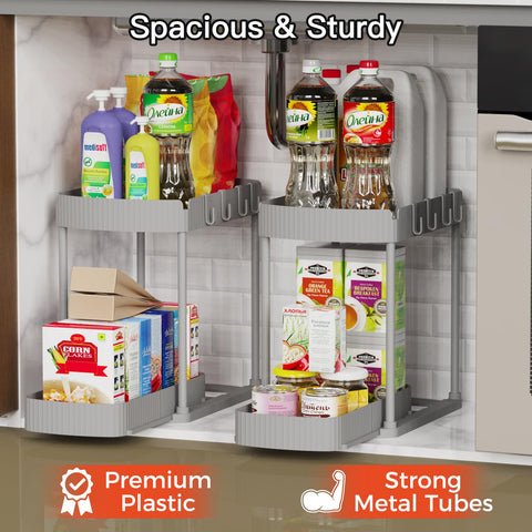 Ukeetap organizador para cocina bajo fregadero 12-8 pulgadas, acceso cómodo.
