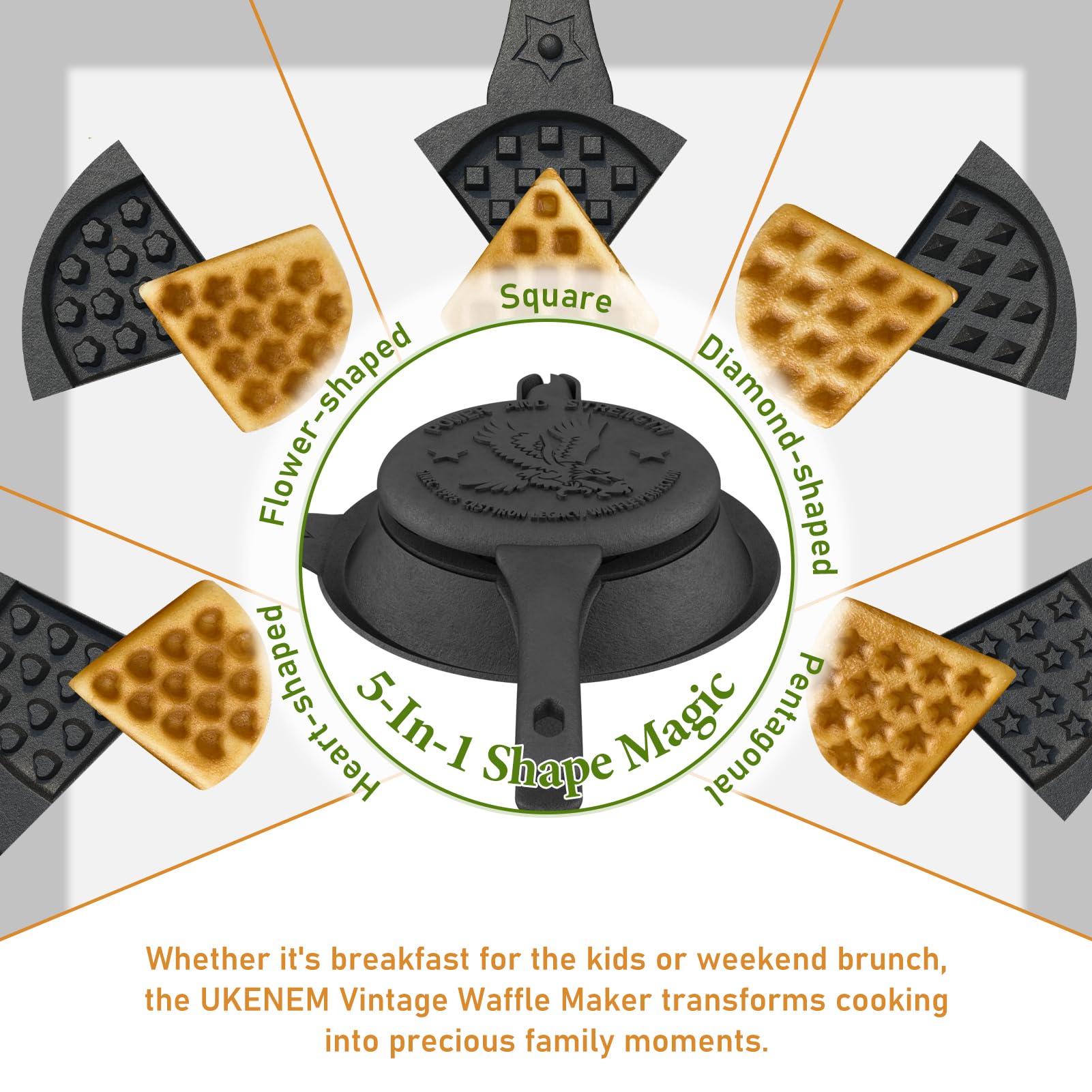 UKENEM gofrera con mango ergonómico y frío para manejo seguro.