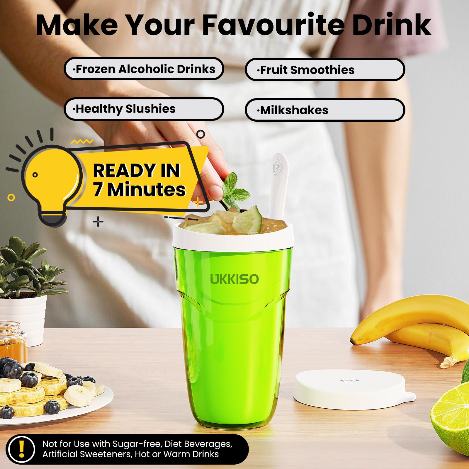 UKKISO Slushie Maker Cup: cuchara incluida para mezclar de forma cómoda.