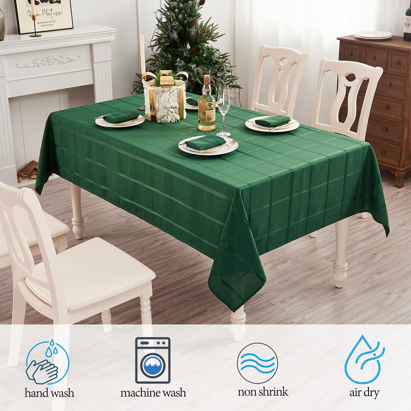 Mantel ukomiut verde bosque protege la mesa durante reuniones.