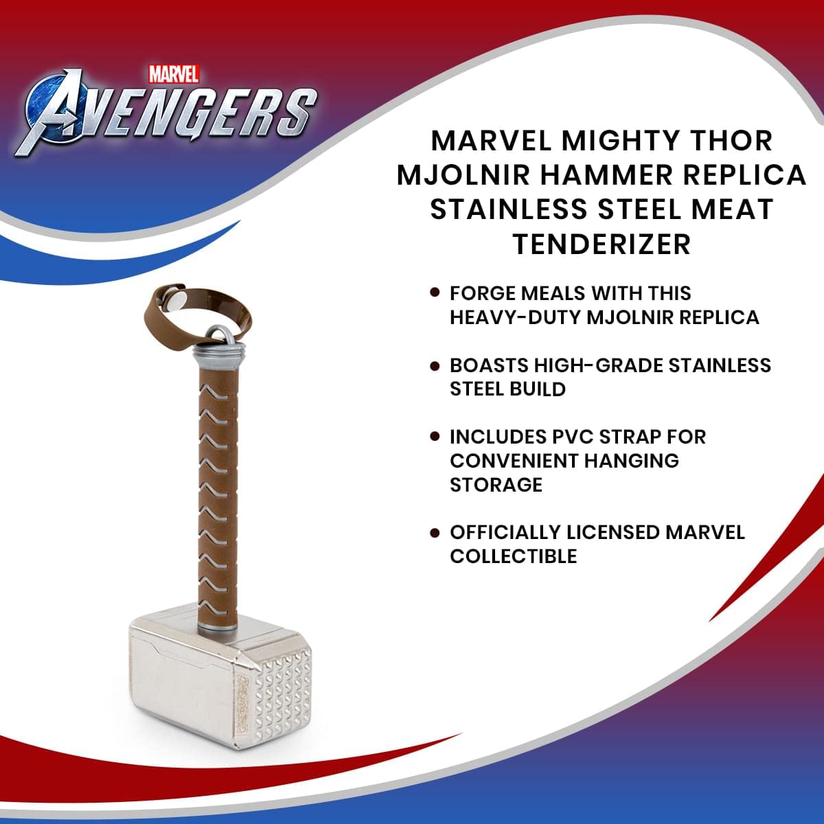 Ukonic Mjolnir martillo de cocina, réplica oficial Marvel, práctico para ablandar.