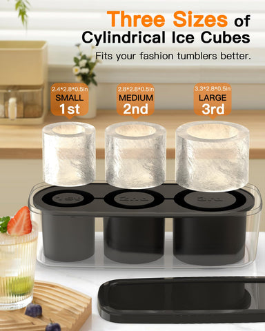 Ukulork set moldes hielo cilindro con tapa para congelador, fácil almacenamiento.