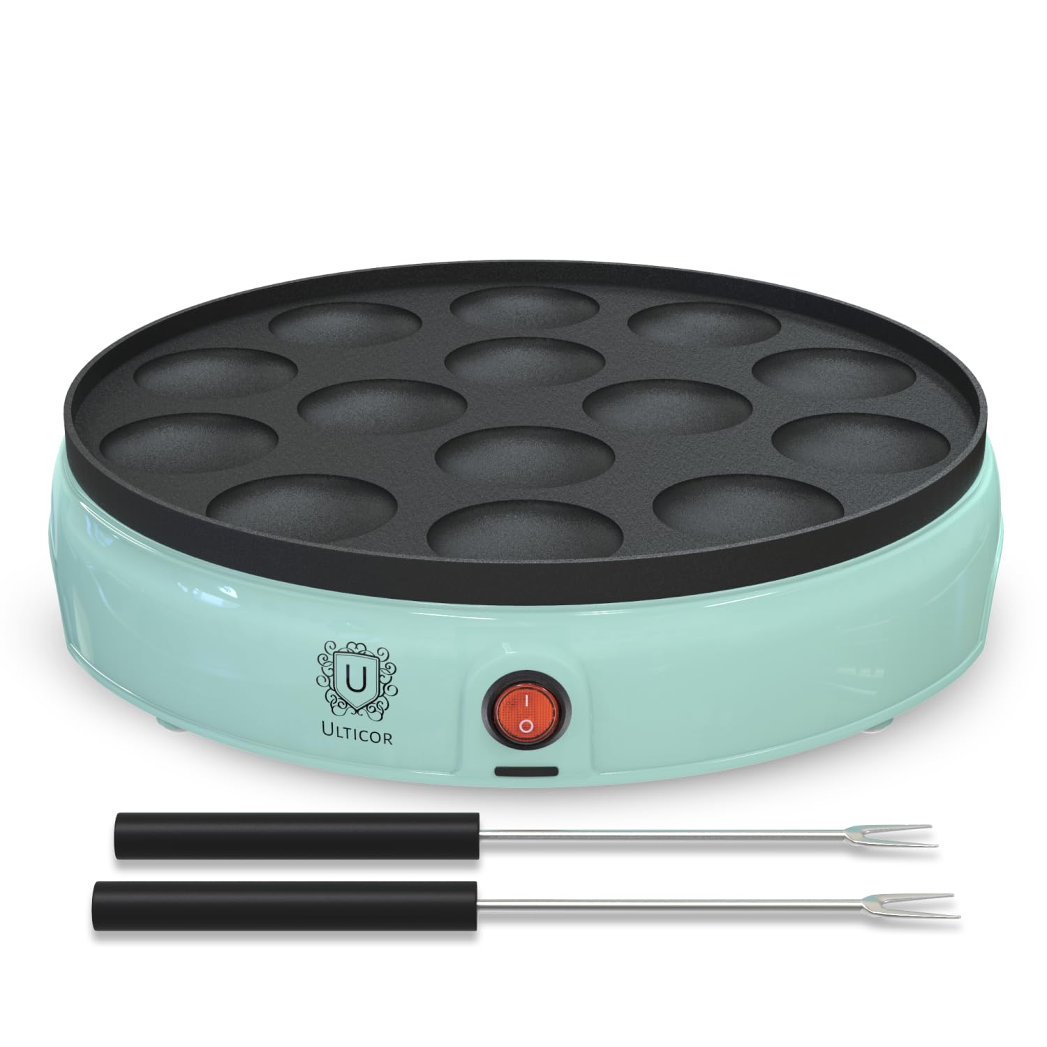 ULTICOR Mini Pancake Maker con 14 cavidades para porciones perfectas en desayunos