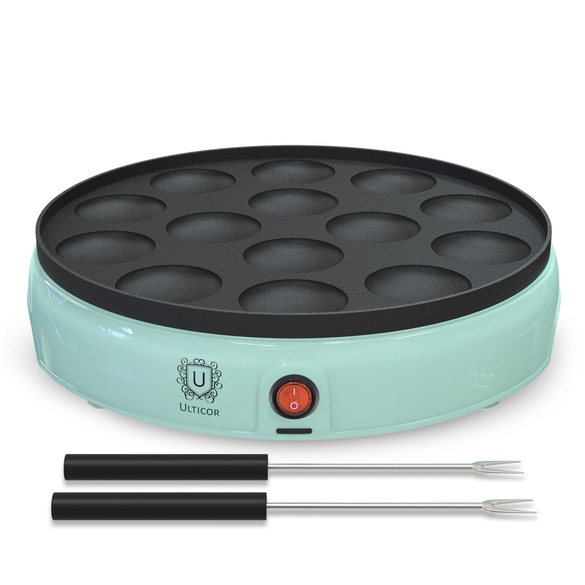 ULTICOR Mini Pancake Maker con 14 cavidades para porciones perfectas en desayunos