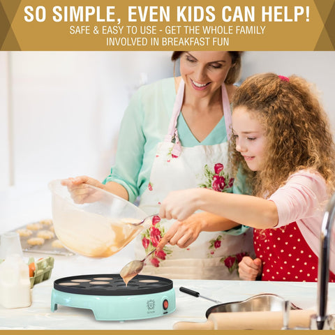 ULTICOR Mini Pancake Maker, verter-masa con control y sin goteos