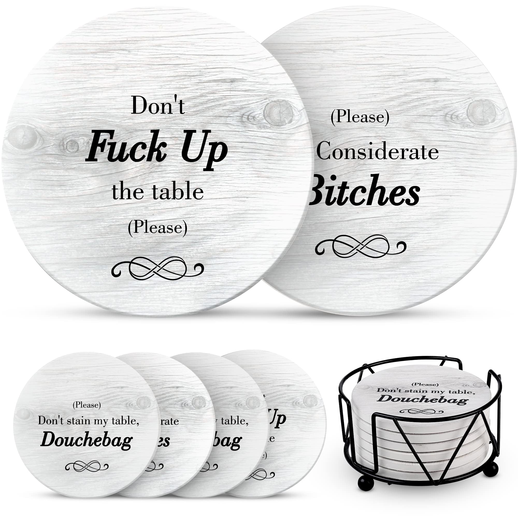 Ultimate Hostess posavasos divertidos con frases para animar reuniones.