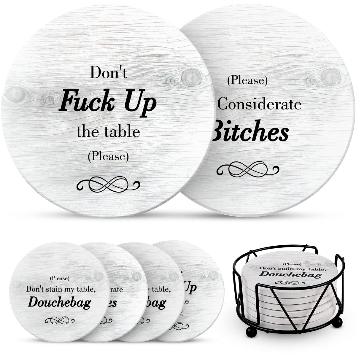 Ultimate Hostess posavasos divertidos con frases para animar reuniones.