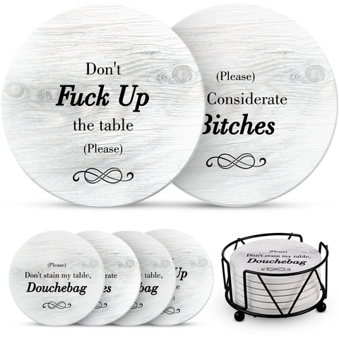 Ultimate Hostess posavasos divertidos con frases para animar reuniones.