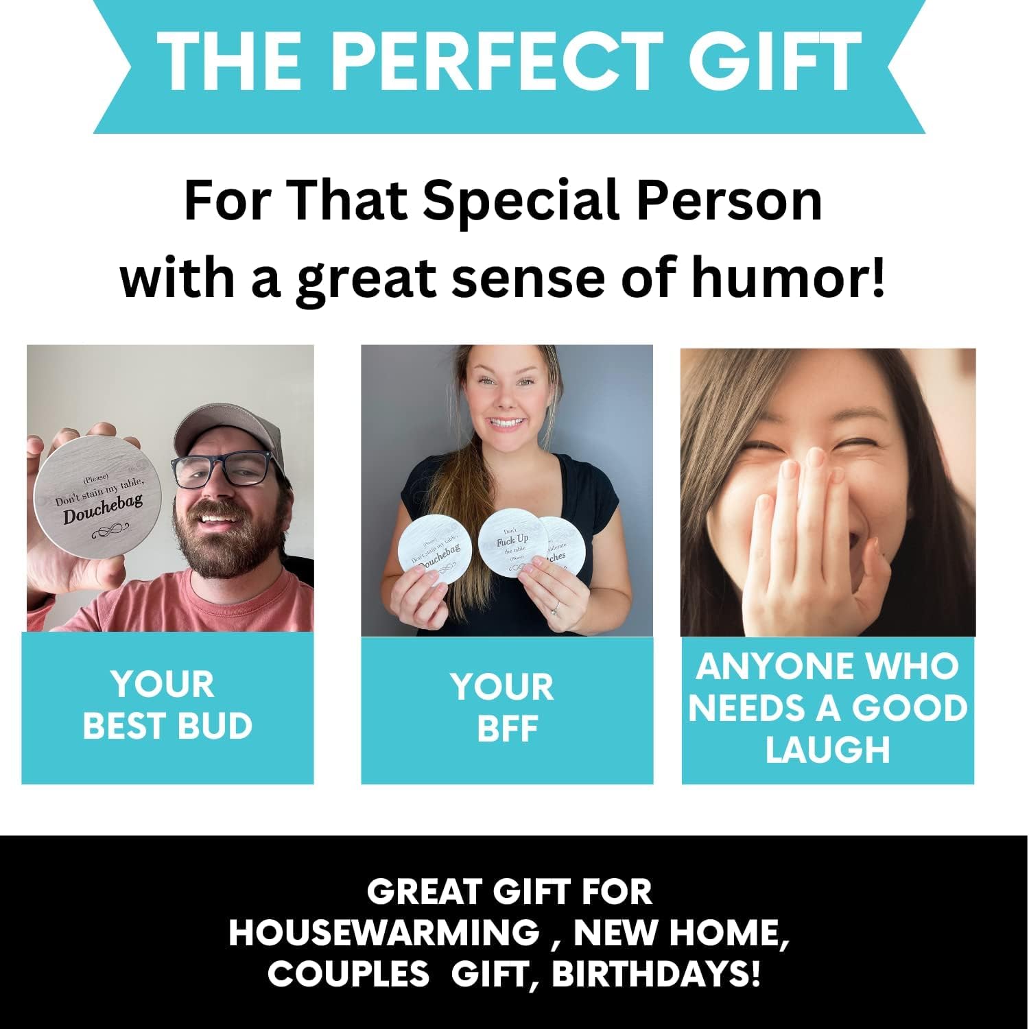Posavasos Ultimate Hostess con tres lemas para diferentes personalidades.