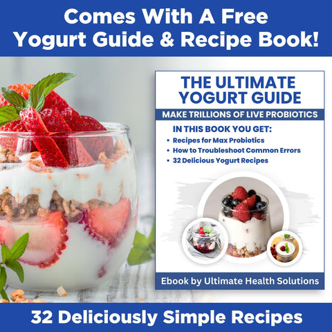 Ultimate yogur probiótico con contenedores de vidrio grandes para lotes familiares.