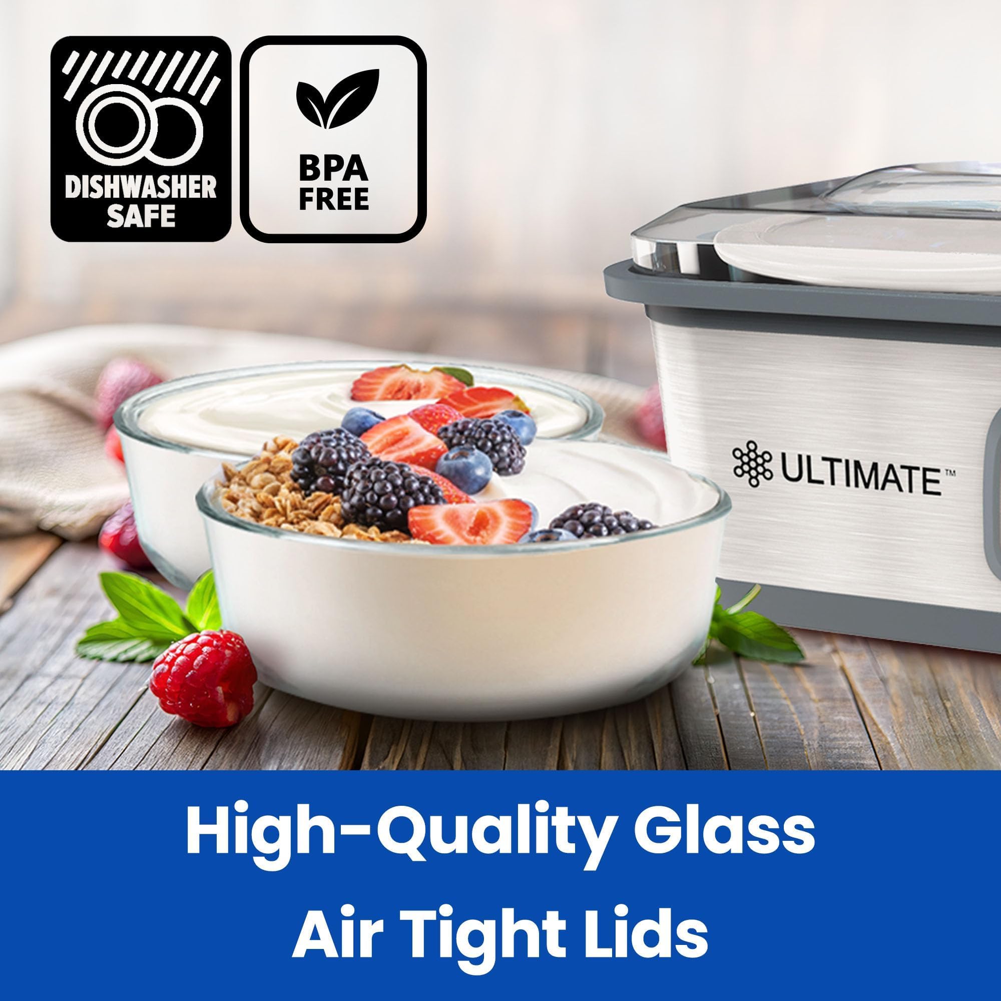Contenedores Ultimate Yogur de 1 cuarto para porciones grandes.
