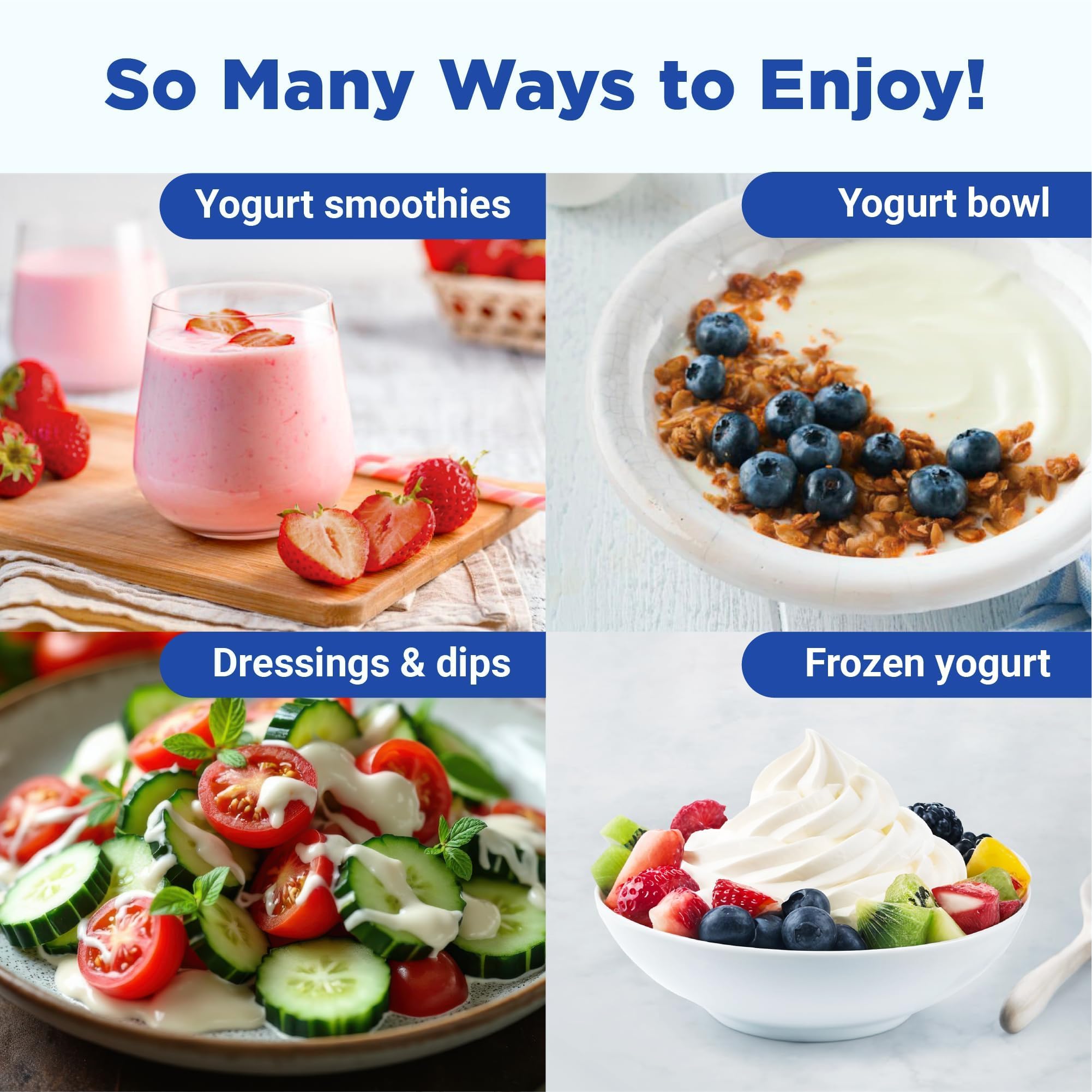 Yogurtera Ultimate, incluye dos contenedores de vidrio para lotes grandes.