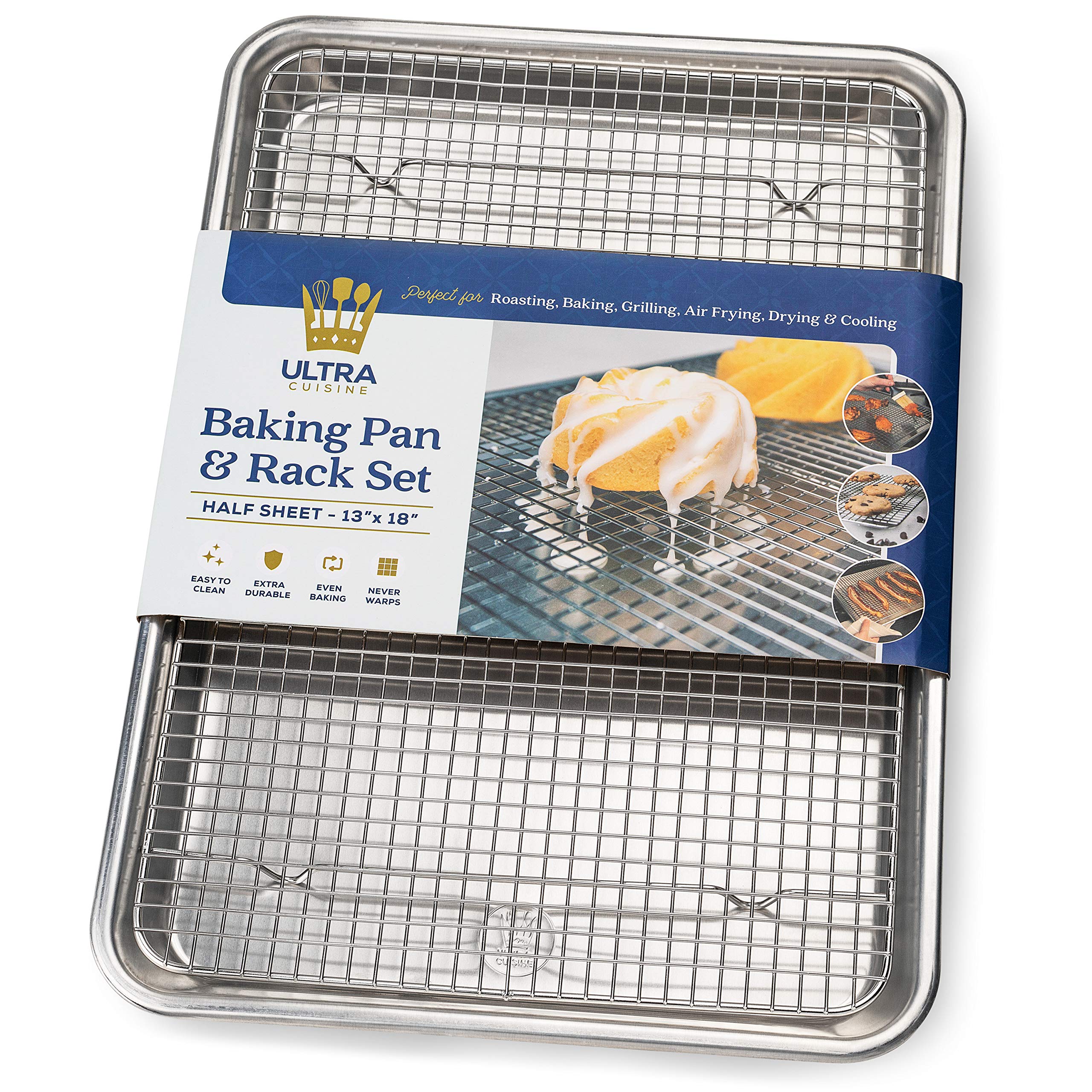 Ultra Cuisine bandeja de aluminio 33x46 cm para hornear con resultados uniformes
