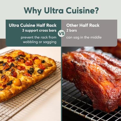 Ultra Cuisine rejilla apta para lavavajillas; limpieza sin esfuerzo.