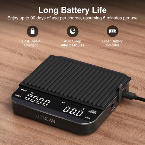 Ultrean balanza compacta carga usb-c: batería de larga duración