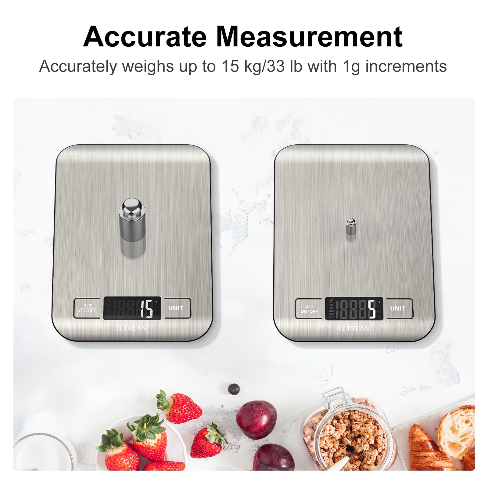 Ultrean báscula en acero inoxidable 304 para cocina duradera