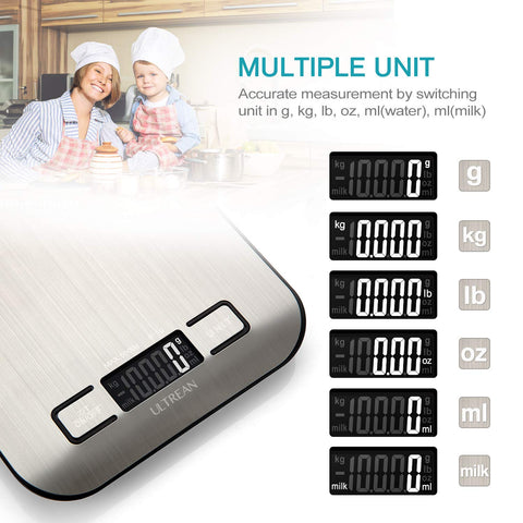 Escala de cocina digital Ultrean con pantalla clara para ver medidas fácilmente.