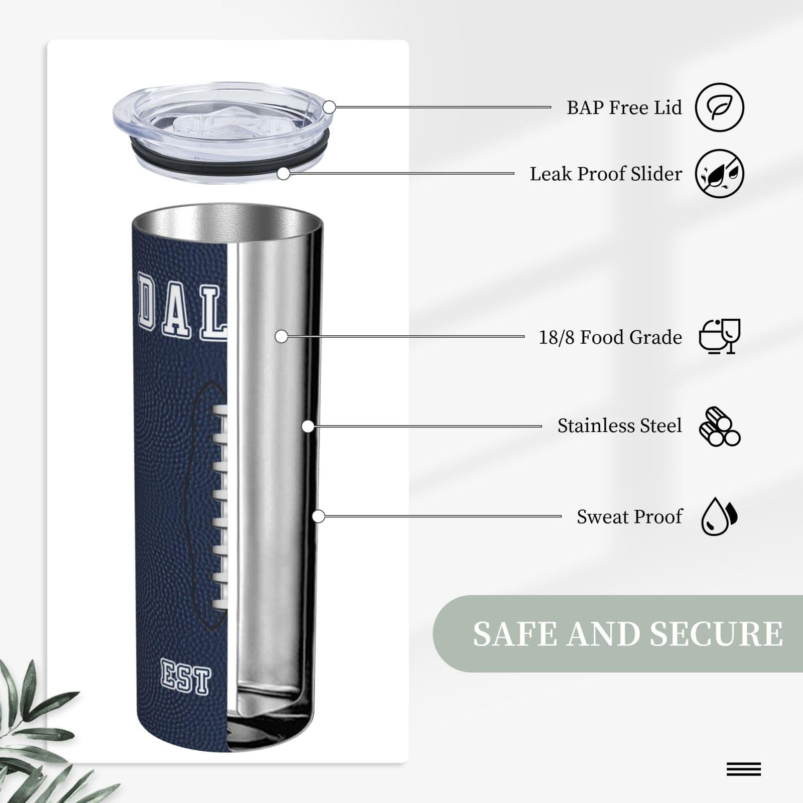 Diseño azul marino del Ultrexo Dallas Tumbler.