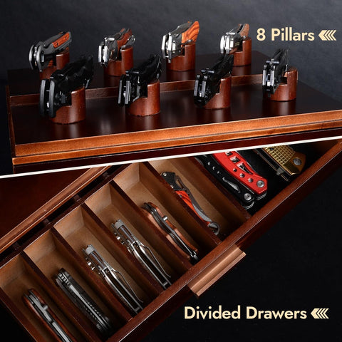 ULTRGEE vitrina de dos niveles para cuchillos con cajón y almacenamiento organizado