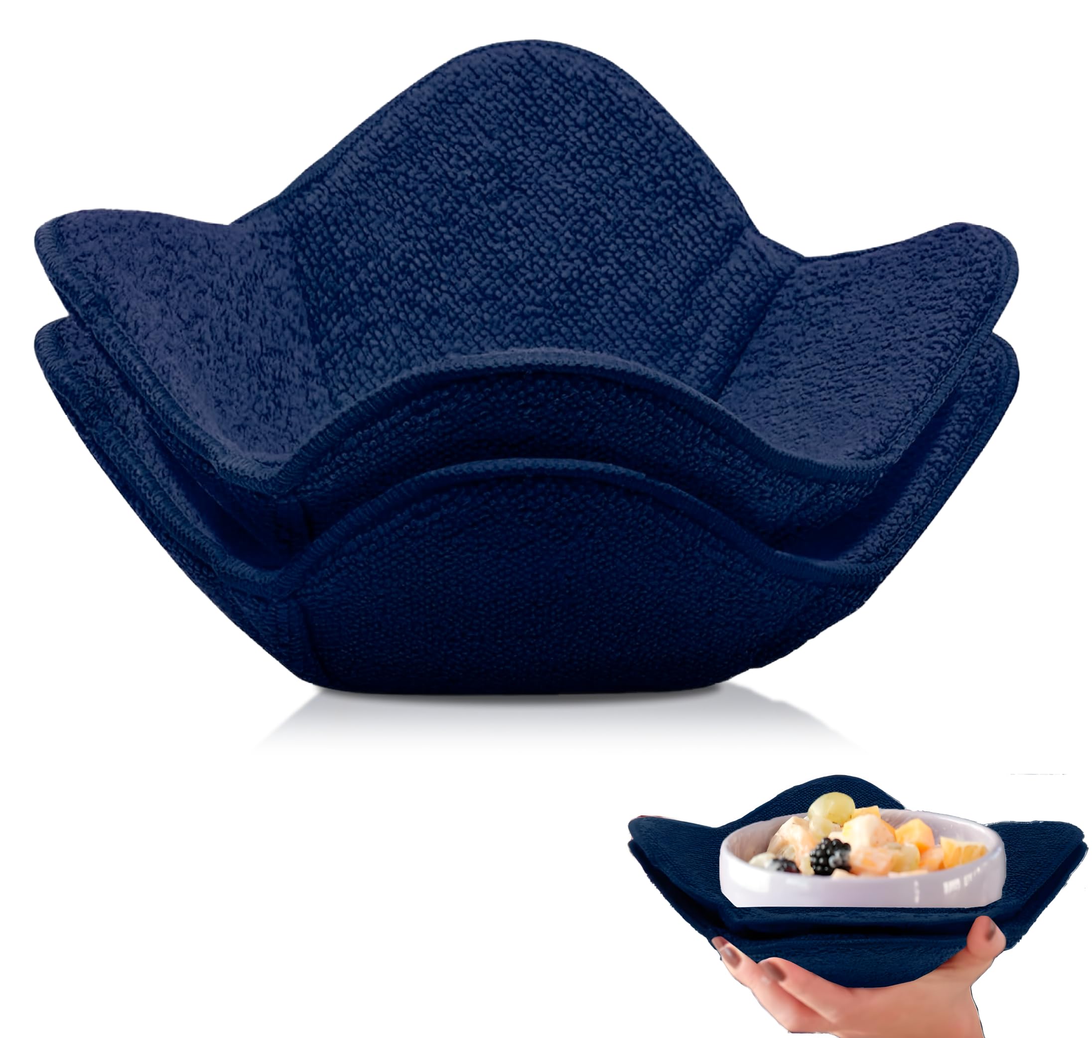 ULVEOL soporte para tazones en microondas azul oscuro, mantiene la comida caliente de forma segura.