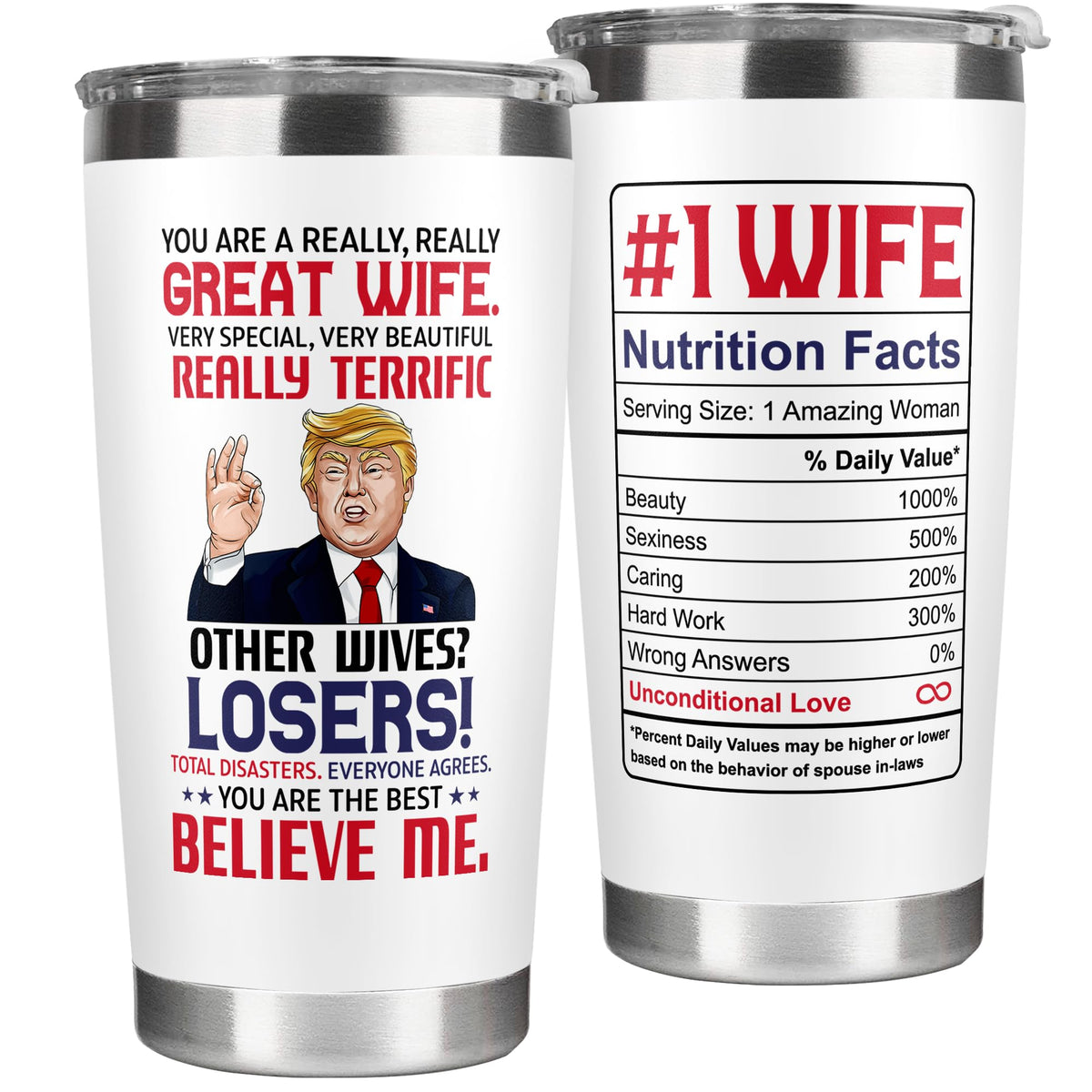 UMACVN Taza 20oz blanca en acero inoxidable frente, ideal para café diario