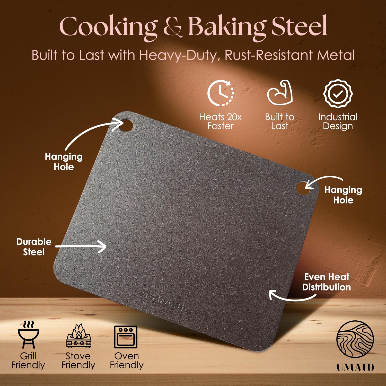 UMAID placa pizza asar en grill para sellar jugos y sabor