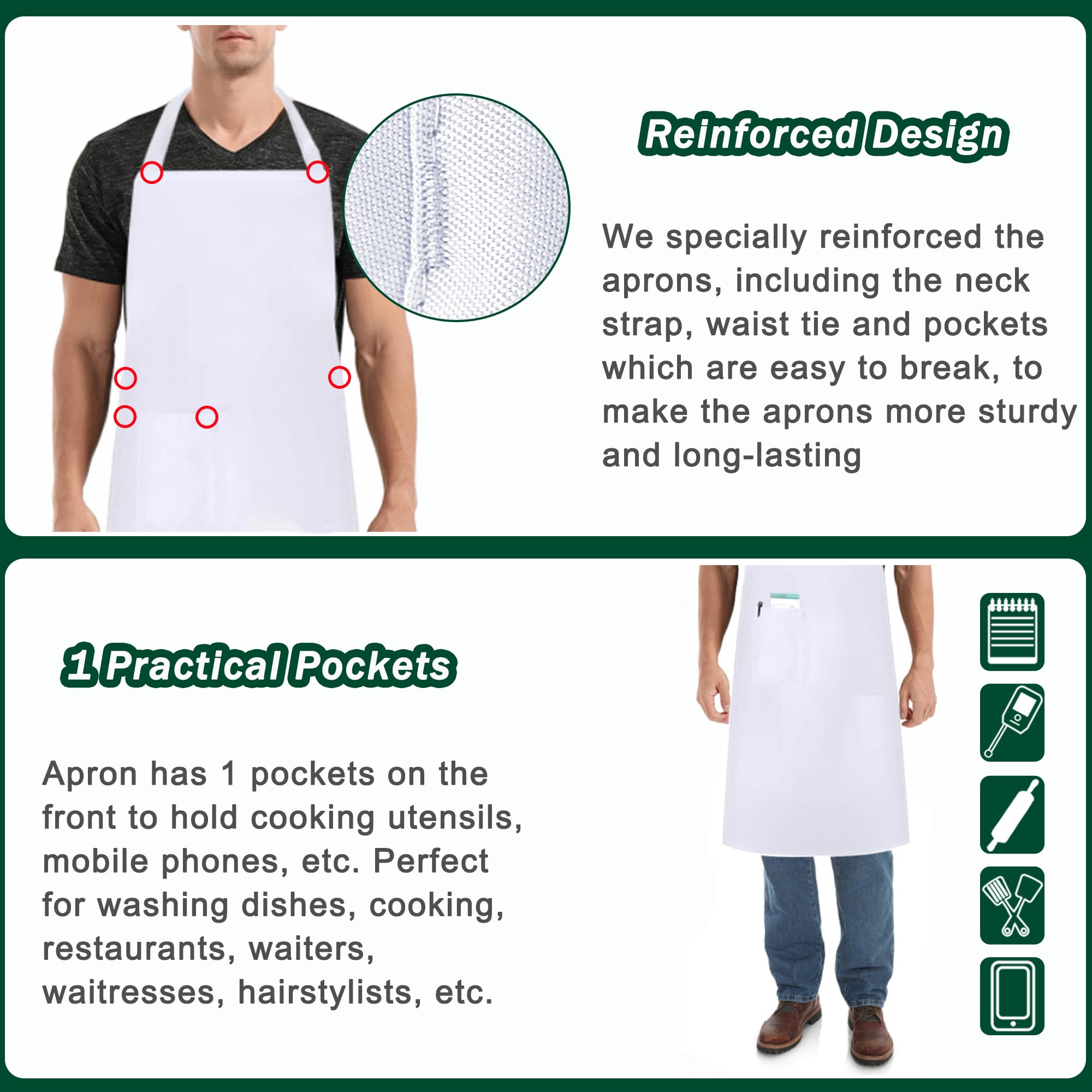 Delantal Umboom de gran cobertura 83x70 cm para proteger la ropa.