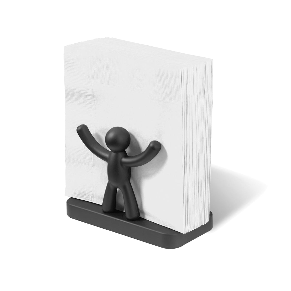 Umbra Buddy porta-servilletas negro, soporte práctico para cenas y reuniones.
